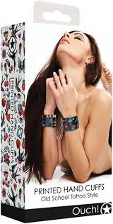 Printed hand cuffs old school tattoo style
