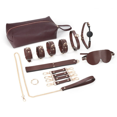 Real leather bondage kit with satchel