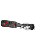Black and white bonded leather paddle ouch