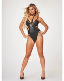 Midnight love vegan leather two piece teddy set STM 11524