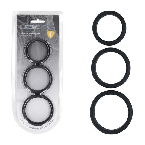 Levelz wide o silicone cock ring set of 3 42mm,50mm & 55mm