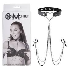 Sex & mischief amor collar with nipple clamps