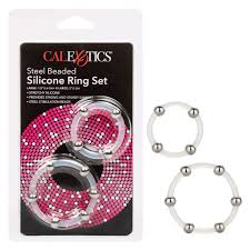 Steel beaded silicone ring set