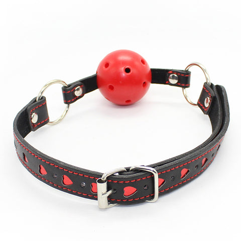 Pin buckle o ring heart ball gag