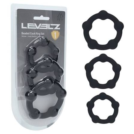 Levelz beaded silicone cock ring set of 3