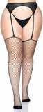 Leg avenue spandex industrial net stockings with unfinished top 9040