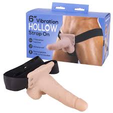 6" vibration hollow strap on
