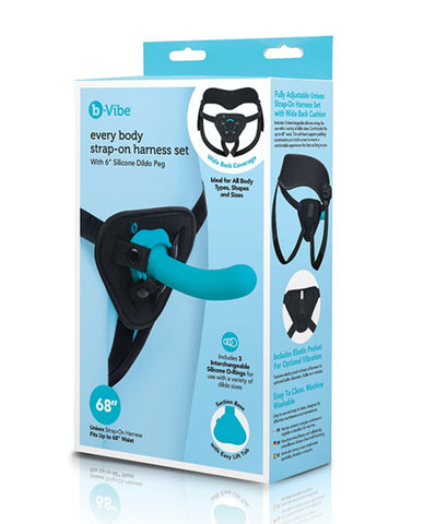 B vibe everybody strap on harness set with 6" silicone dildo peg
