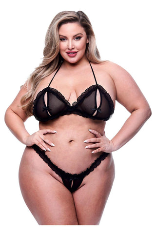 Baci 2 pc peek a boo bra & crotchless g string set