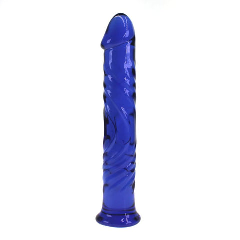 Blue bird glass dildo