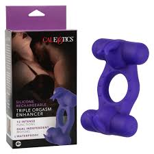 Silicone rechargeable triple orgasm enhancer