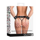 Printed hand cuffs with handle old school tattoo style
