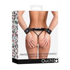 Printed hand cuffs with handle old school tattoo style