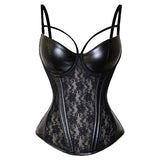 Hot concentrated shape faux leather spliced with lace corset