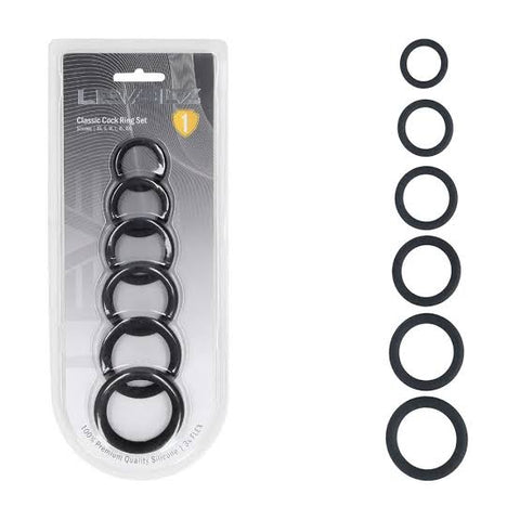Levelz classic silicone cock ring set of 6 all sizes