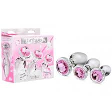 Booty sparks pink gem glass anal plug set