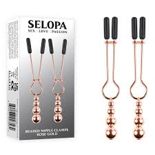 Selopa beaded nipple clamps rose gold