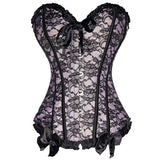 Charming bowknot decorated floral lace body