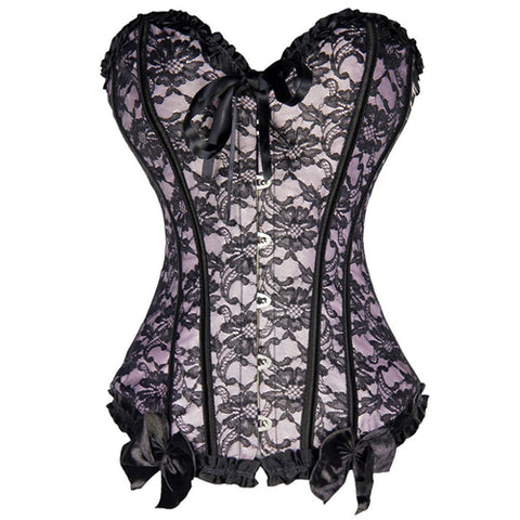 Charming bowknot decorated floral lace body