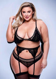 Baci 3-Piece Lace & Mesh Lingerie Set