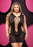 Lace and fishnet halter dress