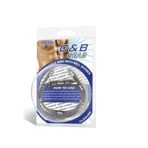 Blue line v style cock ring with ball divider