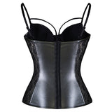 Hot concentrated shape faux leather spliced with lace corset