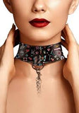 Printed collar with leash old school tattoo style