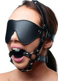 Mysterious eye mask harness with ball gag