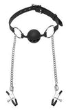 Silicone breathable ball gag + nipple clamps