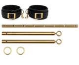 Lux fetish solid gold expandable spreader bar set with detachable leatherette cuffs