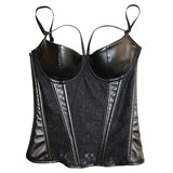 Hot concentrated shape faux leather spliced with lace corset