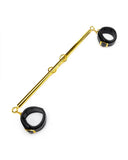Lux fetish solid gold expandable spreader bar set with detachable leatherette cuffs