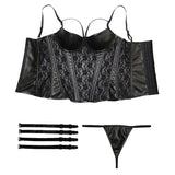 Hot concentrated shape faux leather spliced with lace corset