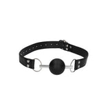 Black & White Solid Ball Gag With Bonded Leather Strap