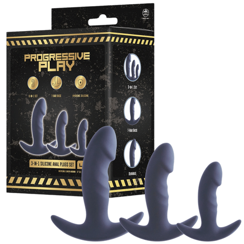 Progressive play 3 in 1 silicone anal plug set