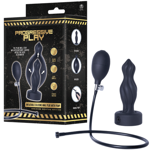 Progressive play inflatable silicone anal plug with plug