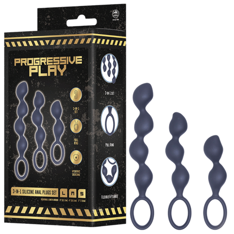 Progressive play 3 in 1 silicone anal plug set