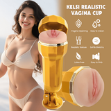 Kelsi realistic vagina vibrating cup