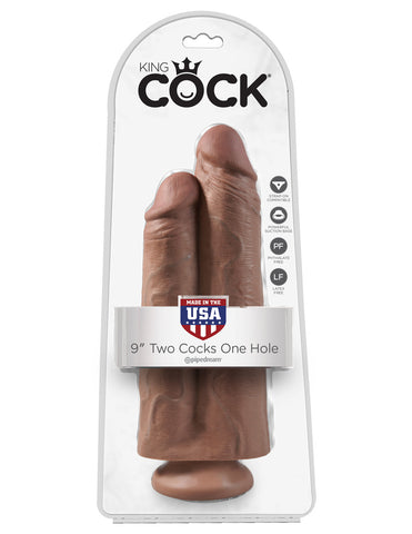 King Cock 9 in. Two Cocks One Hole
