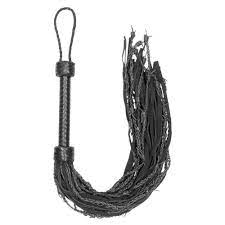 Saddle leather with barbed wire flogger