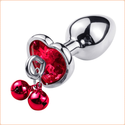 Jewelled heart anal plug with bells