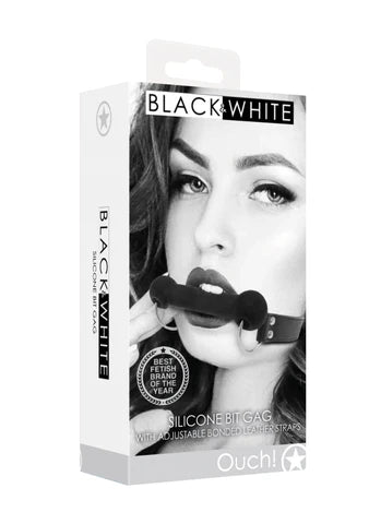 Black and white silicone bit gag