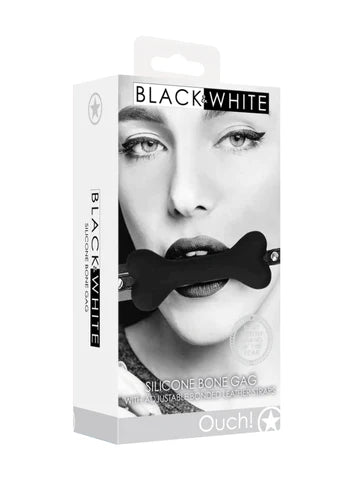 Black and white silicone bone gag