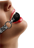 Breatheable ball gag with printed leather straps