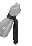 Black and white satin bondage tie