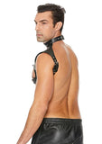 Men's harness with neck collar bonded leather