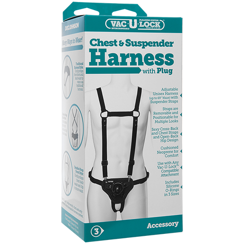 Chest and suspender harness with plug