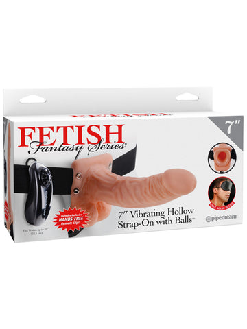 7" vibrating hollow strap-on with balls