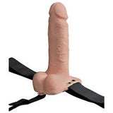 7" Hollow rechargeable strap-on with balls